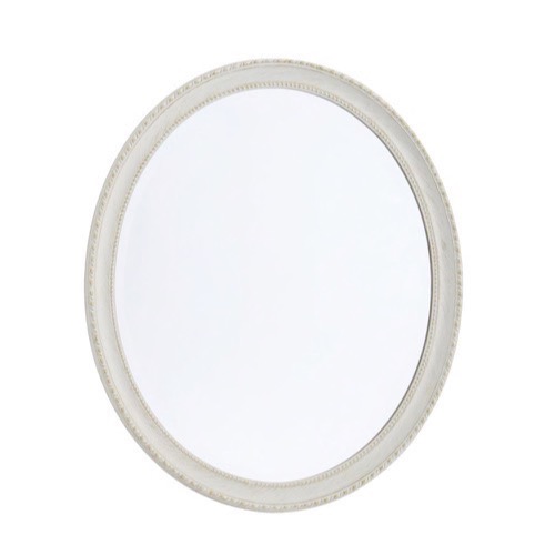 Facetslebet Hvidt Spejl ovalt let barok 60x70cm